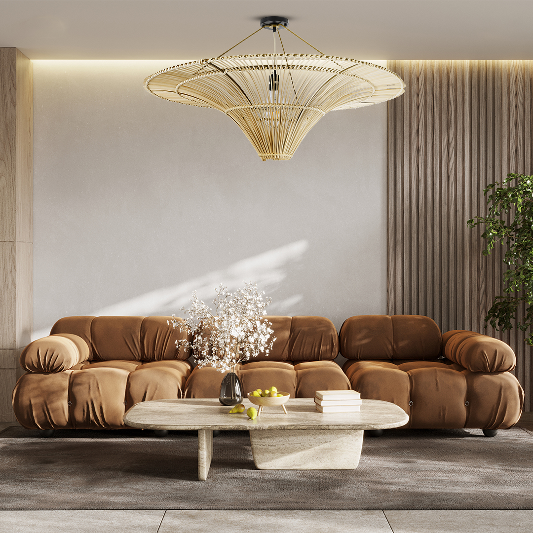 LEDTM® PALERMO 02153 Boho Φωτιστικό Οροφής με Ντουί 1 x E27 AC 220-240V IP20 - Μπεζ - Μ100 x Π100 x Υ55cm - Image 10