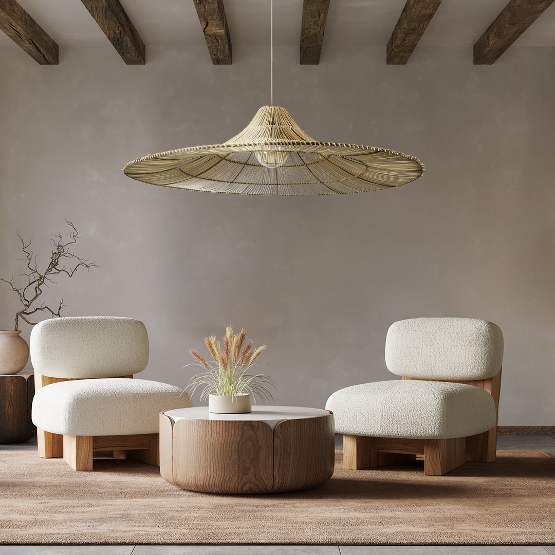 LEDTM® PALERMO 02311 Boho Κρεμαστό Φωτιστικό Οροφής με Ντουί 1 x E27 AC 220-240V IP20 - Μπεζ - Μ160 x Π160 x Υ45cm - Image 11