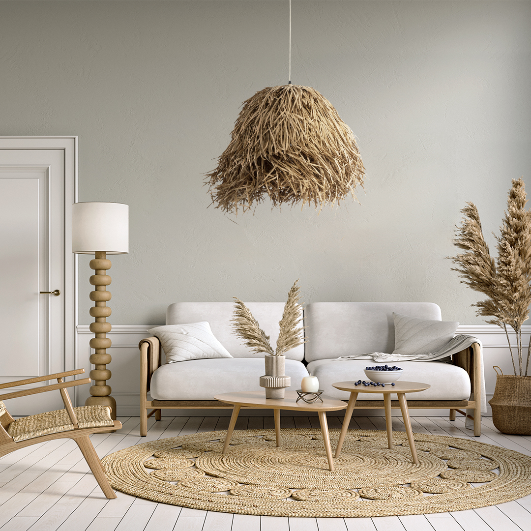 LEDTM® GUADELOUPE 02157 Boho Κρεμαστό Φωτιστικό Οροφής με Ντουί 1 x E27 AC 220-240V IP20 - Μπεζ - Μ50 x Π50 x Υ40cm - Image 11