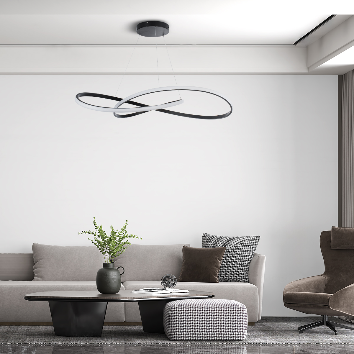 LEDTM® DEXTER 60917 Μοντέρνο Κρεμαστό Φωτιστικό Οροφής LED 120W 13440lm 300° AC 220-240V IP20 Ρυθμιζόμενο Λευκό CCT με Χειριστήριο από 2700K έως 6000K Dimmable - Lumileds SMD Chip - Μαύρο Ματ - Μ103 x Π103 x Υ22cm - 3 Χρόνια Εγγύηση - Image 11