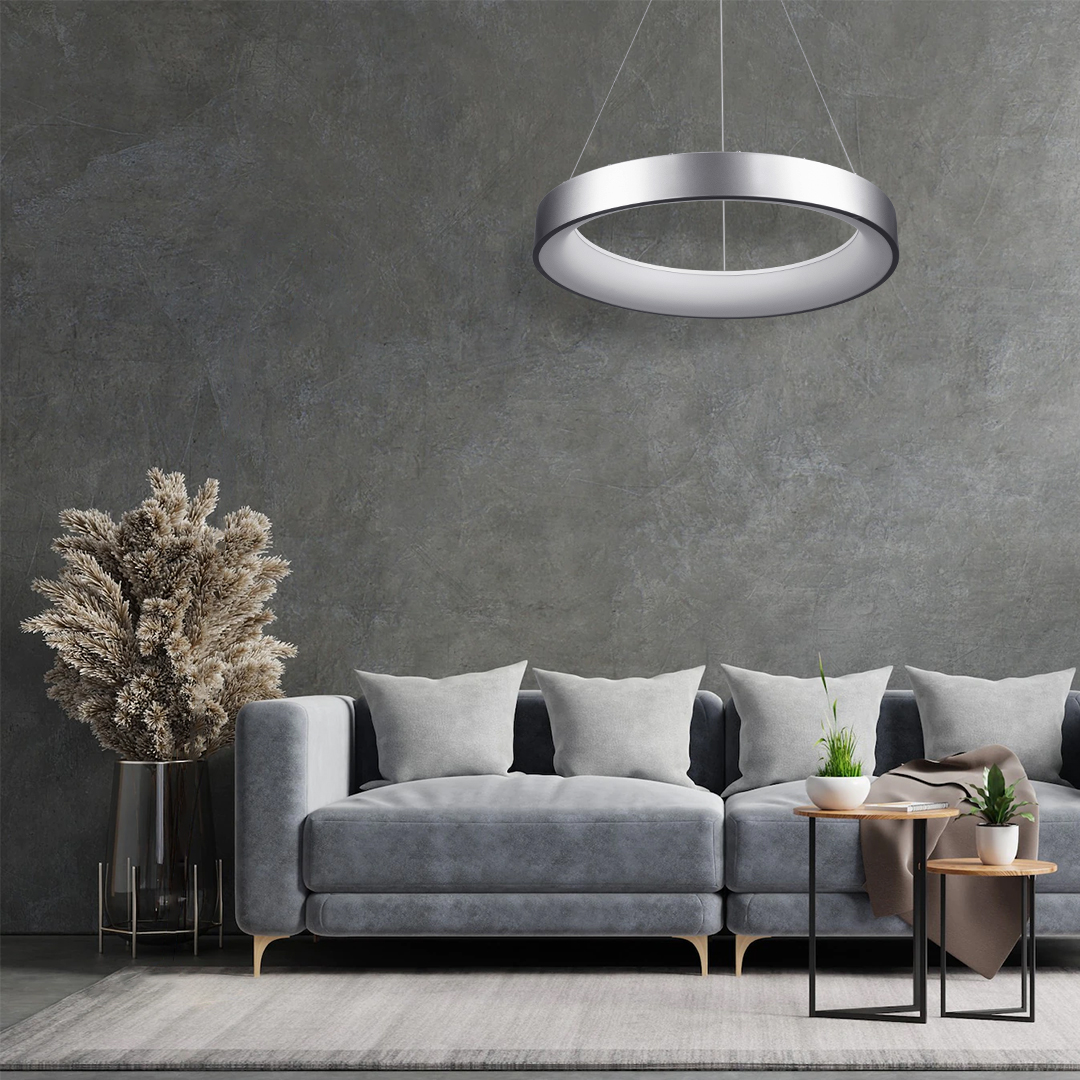 LEDTM® SALEM 61246 Μοντέρνο Κρεμαστό Φωτιστικό Οροφής LED 105W 12075lm 120° AC 220-240V IP20 Ρυθμιζόμενο Λευκό CCT με Χειριστήριο από 2700K έως 6000K Dimmable - Lumileds SMD Chip - Γκρι - Μ60 x Π60 x Υ6cm - 3 Χρόνια Εγγύηση - Image 11