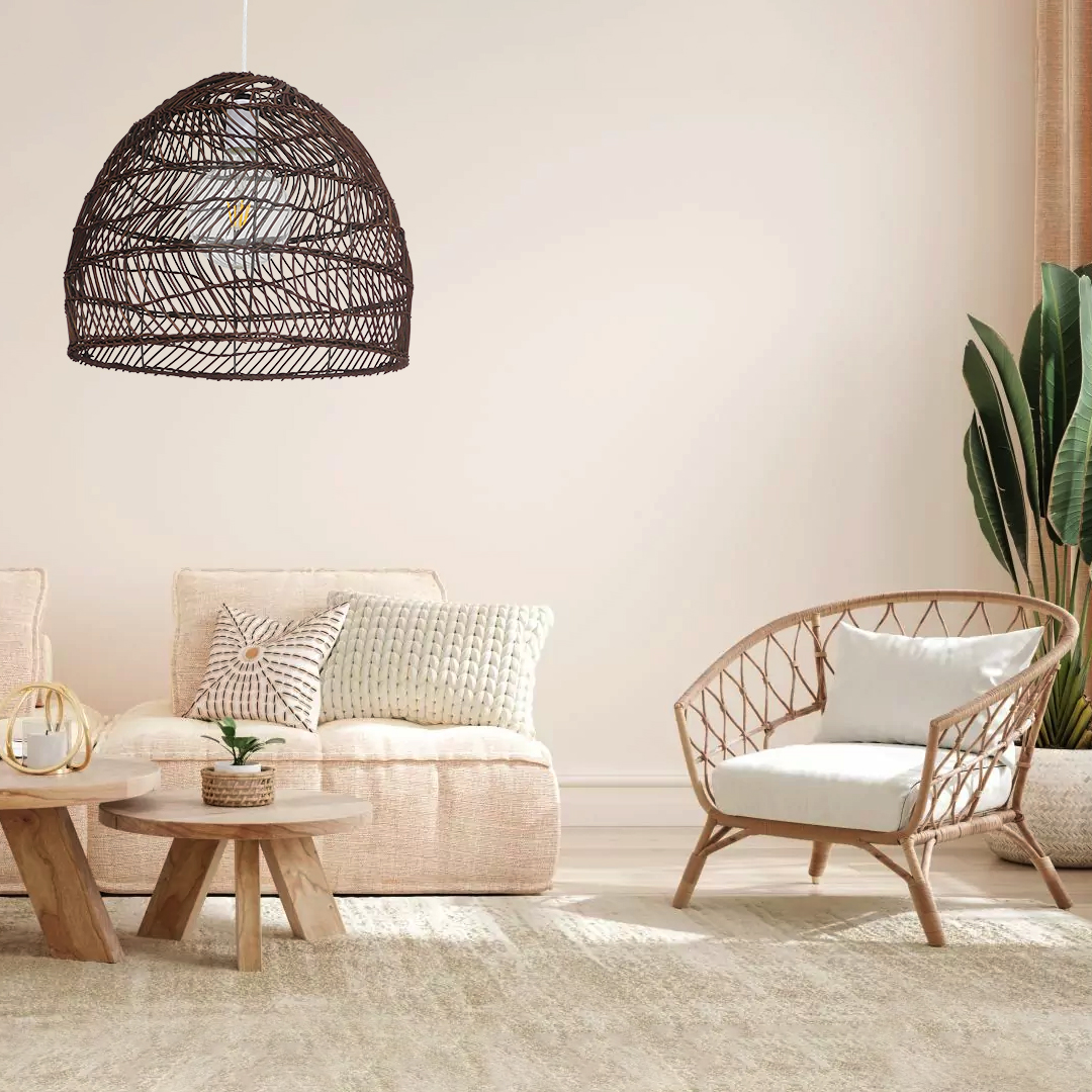 LEDTM® MALIBU 00970 Boho Κρεμαστό Φωτιστικό Οροφής με Ντουί 1 x E27 AC 220-240V IP20 - Καφέ - Μ40 x Π40 x Υ35cm - Image 7