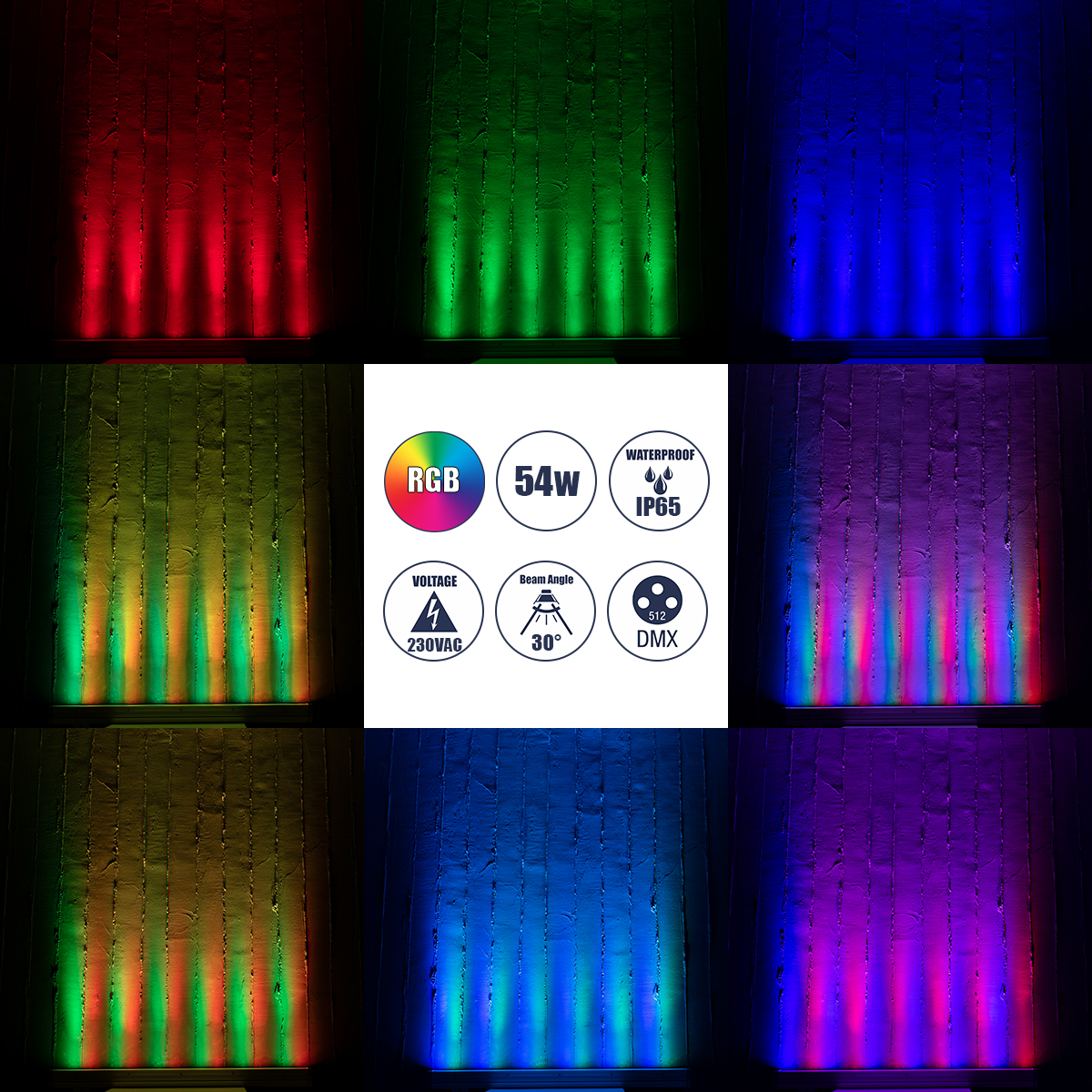 LEDTM® WASHER-DAIA S-90995 Μπάρα Φωτισμού Wall Washer LED 54W 5400lm 30° AC 230V Αδιάβροχο IP65 Μ100 x Π7.5 x Υ7cm Πολύχρωμο RGB DMX512 Display on Body - Ασημί - Image 12