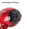 Επαγγελματικό Σεσουάρ Μαλλιών Telemax BELLA - 2200W Κόκκινο - Image 5