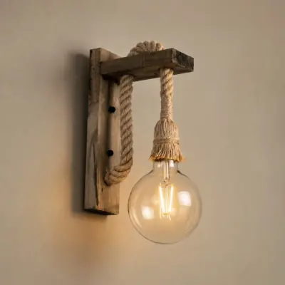 Alternative view of LEDTM® KENSI 00883 Boho Φωτιστικό Τοίχου - Απλίκα με Ντουί 1 x E27 AC 220-240V IP20 - Καφέ & Μπεζ - Μ7 x Π18 x Υ30cm