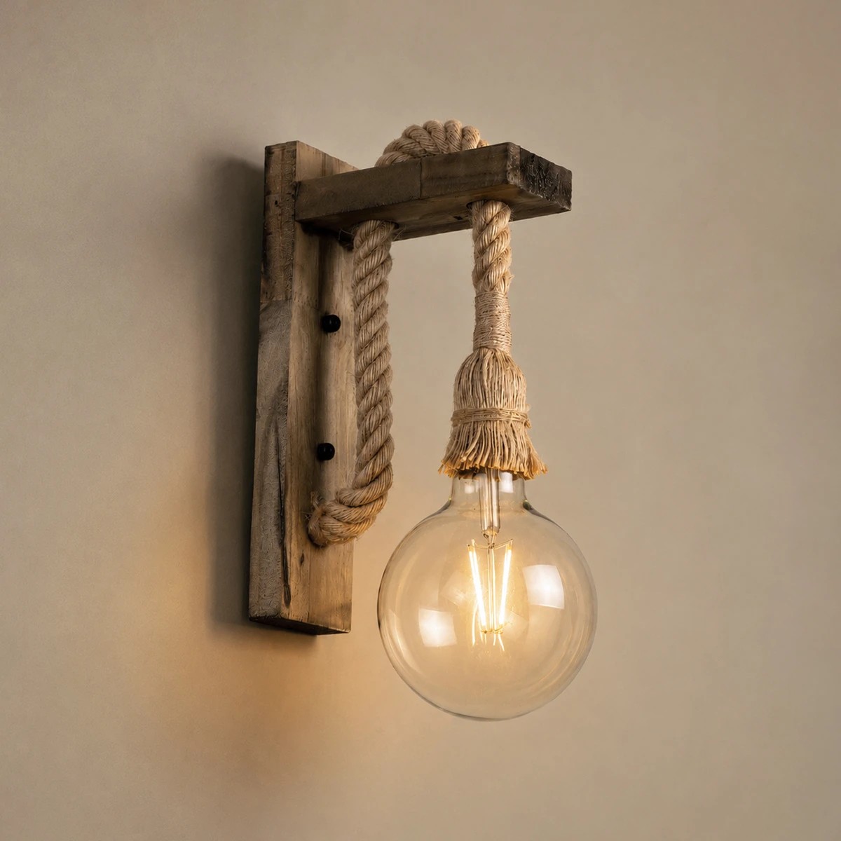 LEDTM® KENSI 00883 Boho Φωτιστικό Τοίχου - Απλίκα με Ντουί 1 x E27 AC 220-240V IP20 - Καφέ & Μπεζ - Μ7 x Π18 x Υ30cm - Image 2