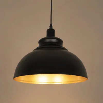 Alternative view of LEDTM® ANDY 01000 Μοντέρνο Κρεμαστό Φωτιστικό Οροφής με Ντουί 1 x E27 AC 220-240V IP20 - Μαύρο & Χρυσό - Μ35 x Π35 x Υ28cm