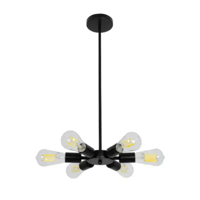 LEDTM® CONFOR 01036 Μοντέρνο Φωτιστικό Οροφής με Ντουί 6 x E27 AC 220-240V IP20 - Μαύρο - Μ26 x Π26 x Υ4cm