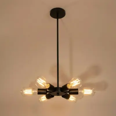 Alternative view of LEDTM® CONFOR 01036 Μοντέρνο Φωτιστικό Οροφής με Ντουί 6 x E27 AC 220-240V IP20 - Μαύρο - Μ26 x Π26 x Υ4cm