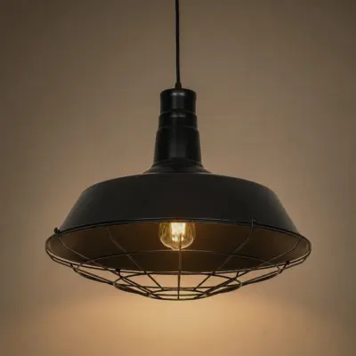 Alternative view of LEDTM® RAY 01048 Vintage Κρεμαστό Φωτιστικό Οροφής με Ντουί 1 x E27 AC 220-240V IP20 - Μαύρο - Μ46 x Π46 x Υ39cm