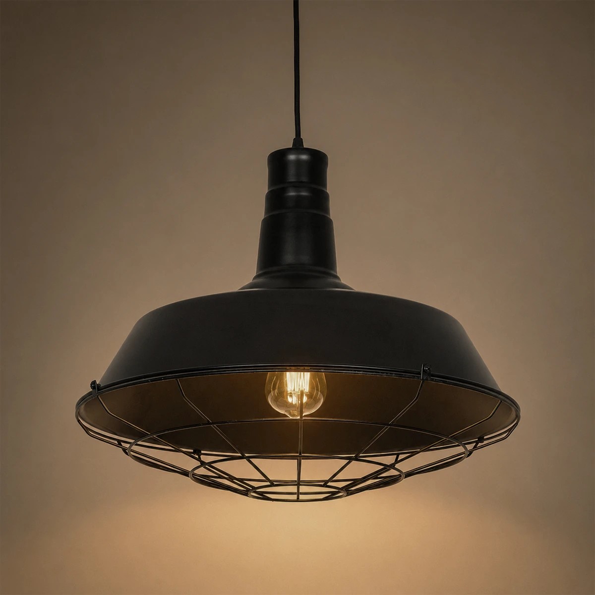 LEDTM® RAY 01048 Vintage Κρεμαστό Φωτιστικό Οροφής με Ντουί 1 x E27 AC 220-240V IP20 - Μαύρο - Μ46 x Π46 x Υ39cm - Image 2