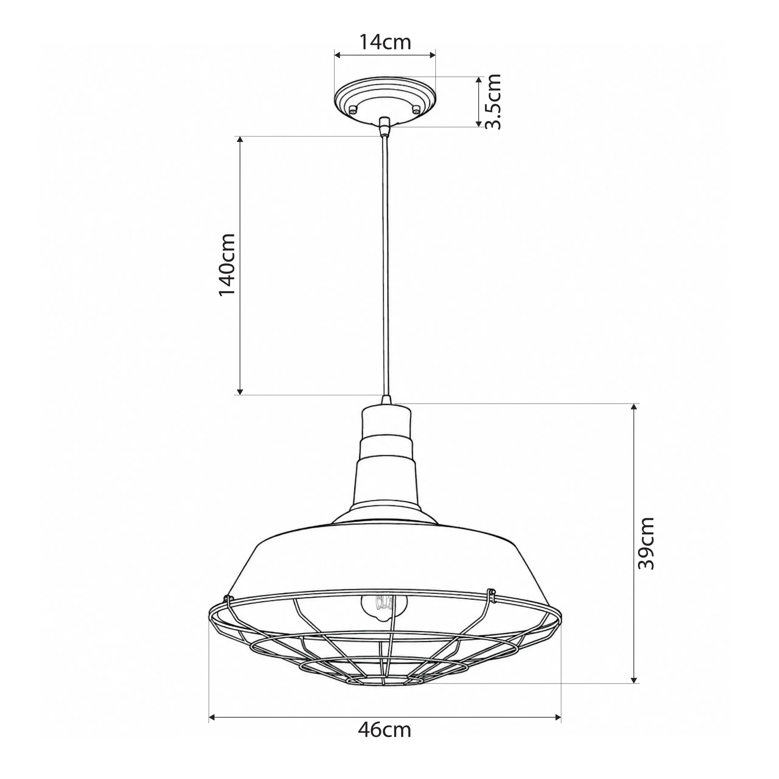 LEDTM® RAY 01048 Vintage Κρεμαστό Φωτιστικό Οροφής με Ντουί 1 x E27 AC 220-240V IP20 - Μαύρο - Μ46 x Π46 x Υ39cm - Image 5
