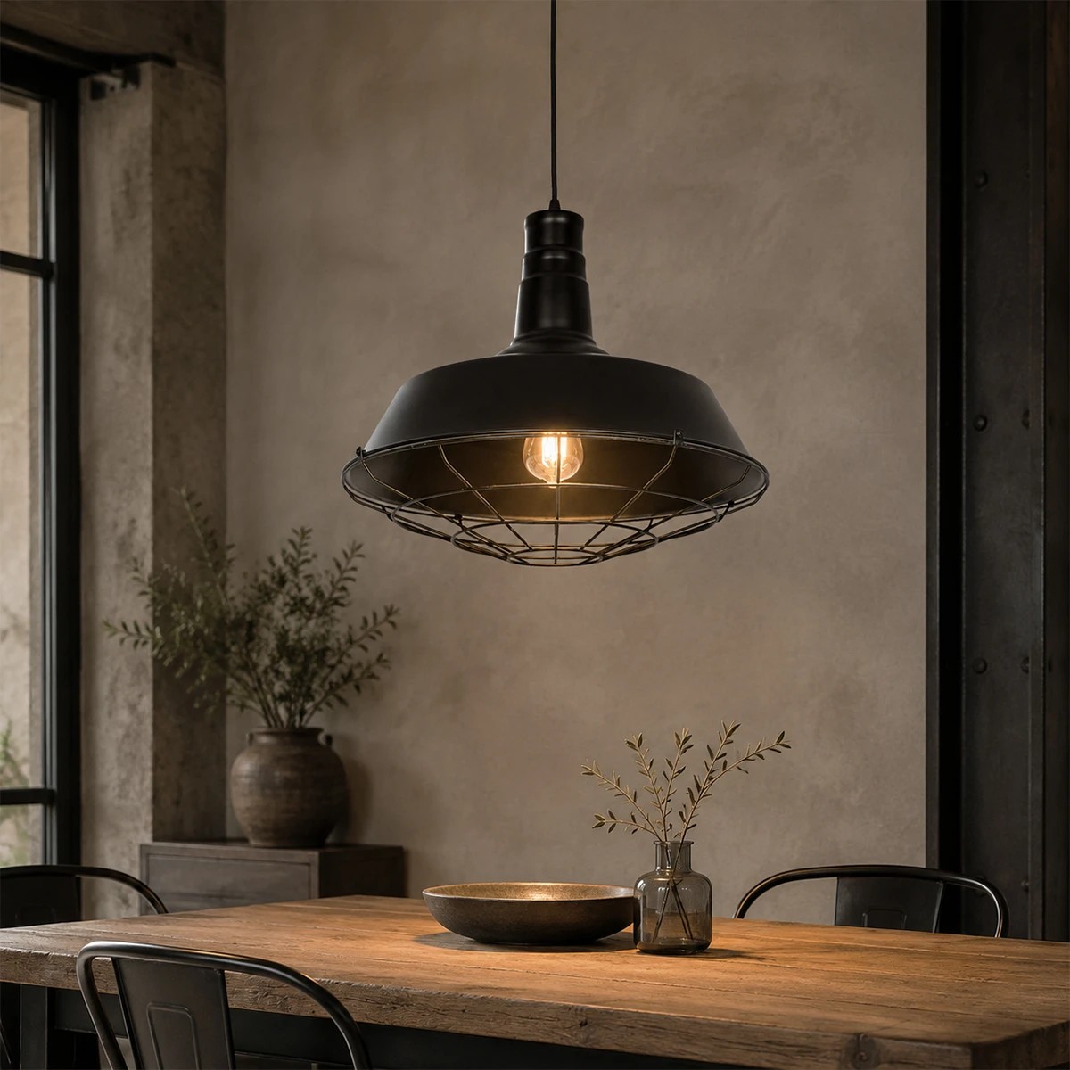 LEDTM® RAY 01048 Vintage Κρεμαστό Φωτιστικό Οροφής με Ντουί 1 x E27 AC 220-240V IP20 - Μαύρο - Μ46 x Π46 x Υ39cm - Image 6