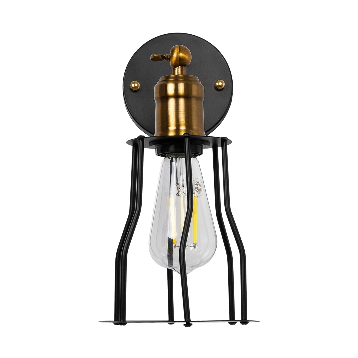 LEDTM® CATEL 01054 Vintage Φωτιστικό Τοίχου - Απλίκα με Ντουί 1 x E27 AC 220-240V IP20 - Μαύρο & Χρυσό - Μ15 x Π23 x Υ30cm - Image 3