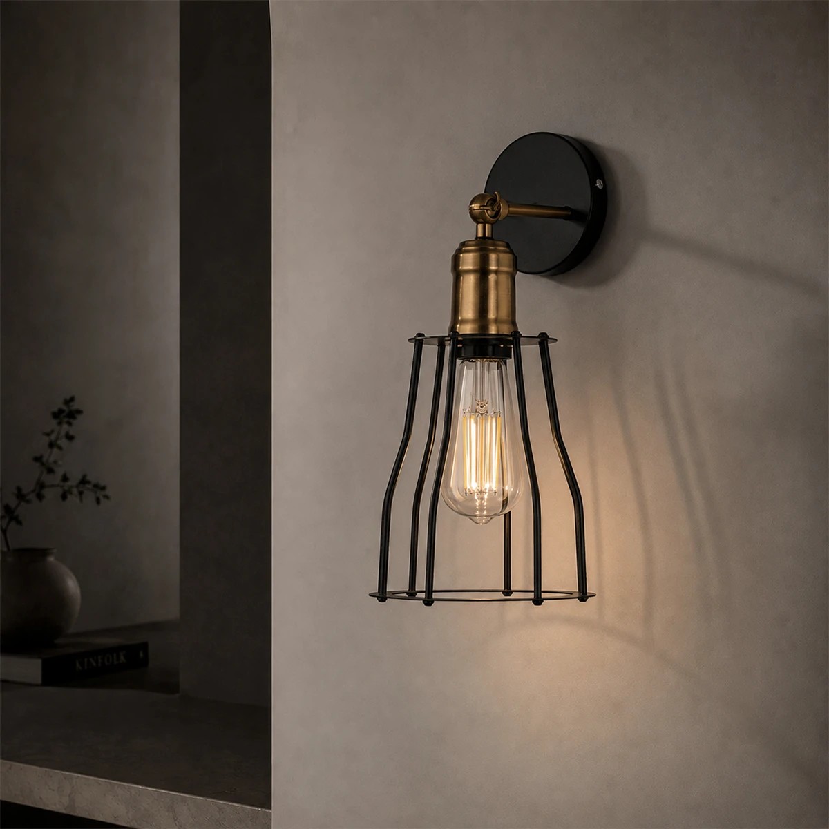LEDTM® CATEL 01054 Vintage Φωτιστικό Τοίχου - Απλίκα με Ντουί 1 x E27 AC 220-240V IP20 - Μαύρο & Χρυσό - Μ15 x Π23 x Υ30cm - Image 6