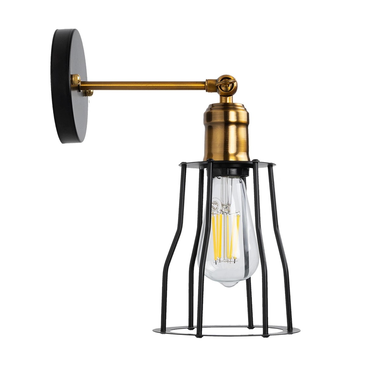 LEDTM® CATEL 01054 Vintage Φωτιστικό Τοίχου - Απλίκα με Ντουί 1 x E27 AC 220-240V IP20 - Μαύρο & Χρυσό - Μ15 x Π23 x Υ30cm - Image 7