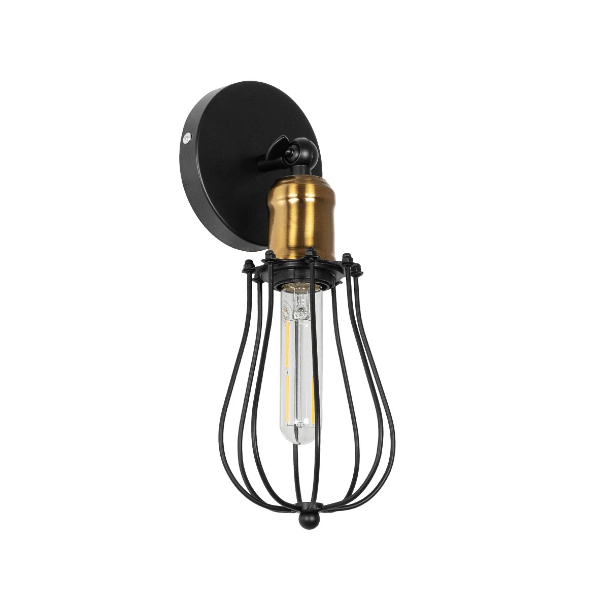 LEDTM® CATEL 01056 Vintage Φωτιστικό Τοίχου - Απλίκα με Ντουί 1 x E27 AC 220-240V IP20 - Μαύρο & Χρυσό - Μ12 x 15 x Υ32cm