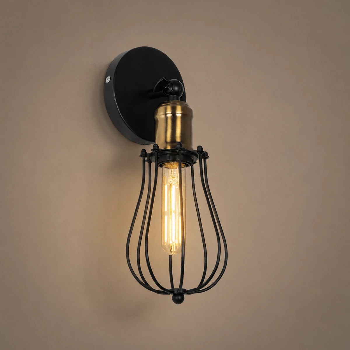 LEDTM® CATEL 01056 Vintage Φωτιστικό Τοίχου - Απλίκα με Ντουί 1 x E27 AC 220-240V IP20 - Μαύρο & Χρυσό - Μ12 x 15 x Υ32cm - Image 2