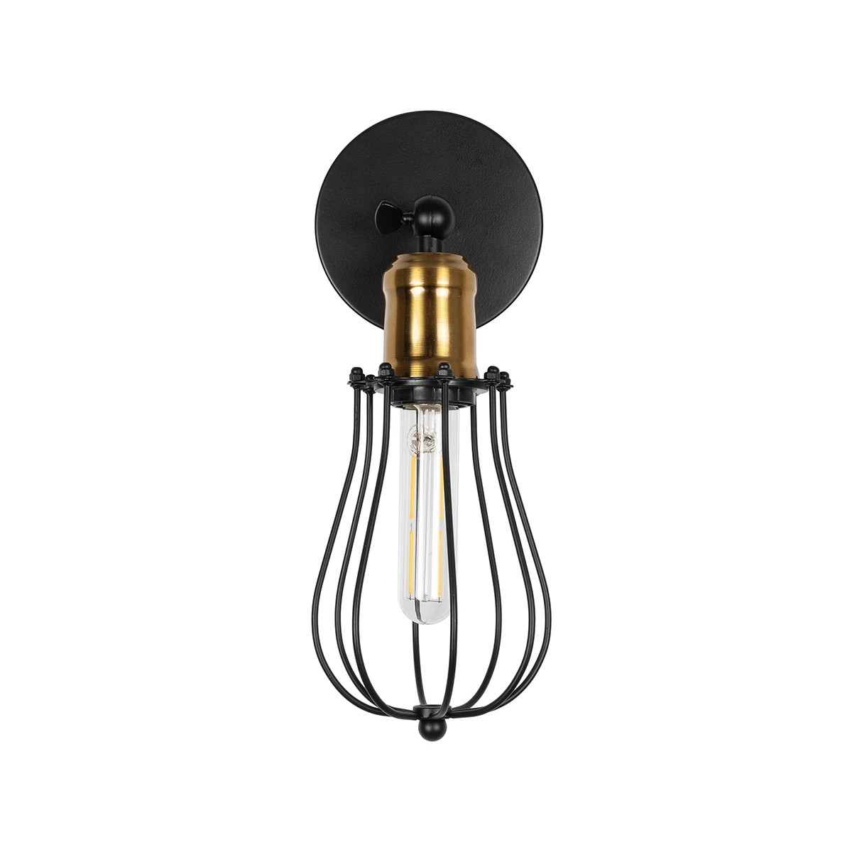 LEDTM® CATEL 01056 Vintage Φωτιστικό Τοίχου - Απλίκα με Ντουί 1 x E27 AC 220-240V IP20 - Μαύρο & Χρυσό - Μ12 x 15 x Υ32cm - Image 3