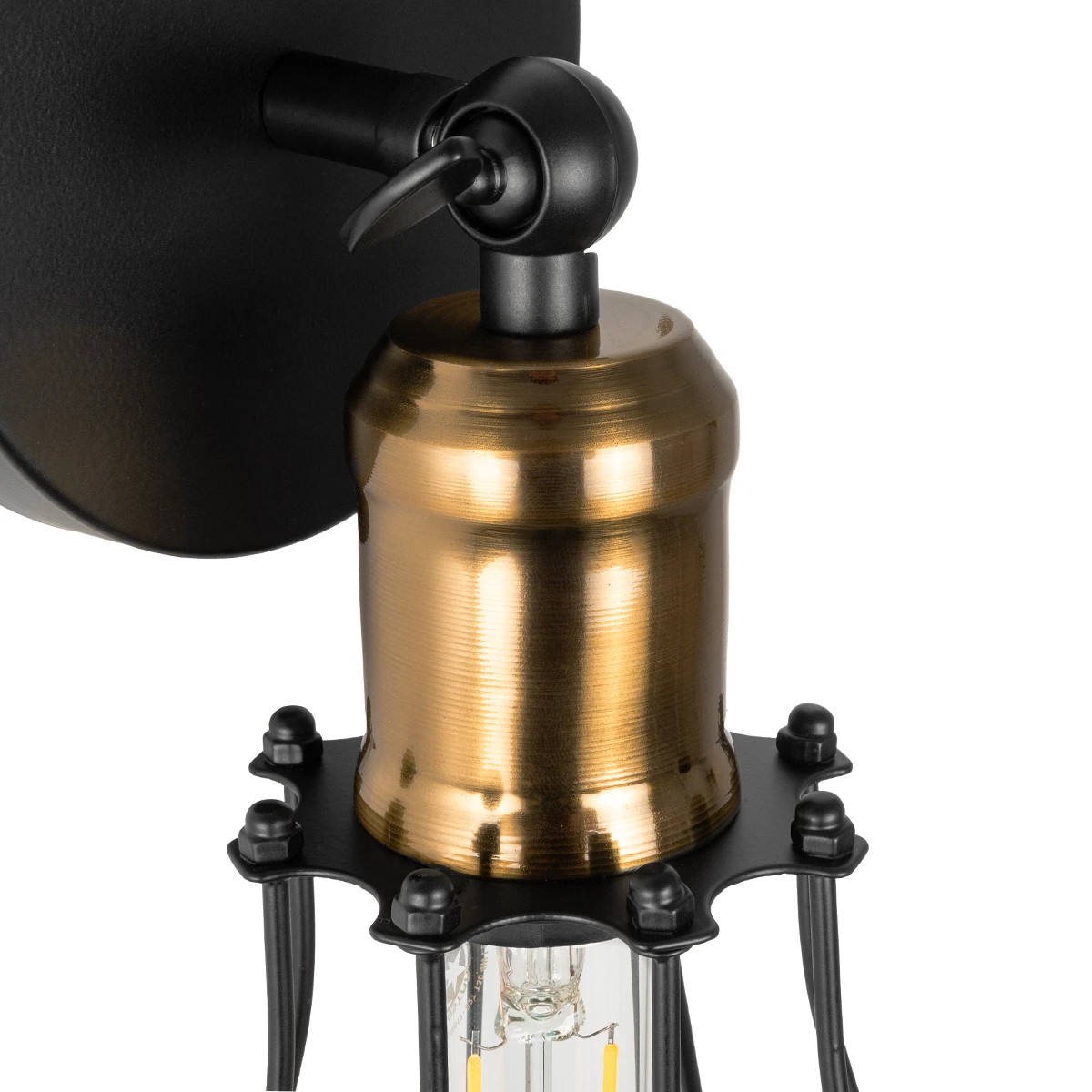 LEDTM® CATEL 01056 Vintage Φωτιστικό Τοίχου - Απλίκα με Ντουί 1 x E27 AC 220-240V IP20 - Μαύρο & Χρυσό - Μ12 x 15 x Υ32cm - Image 4