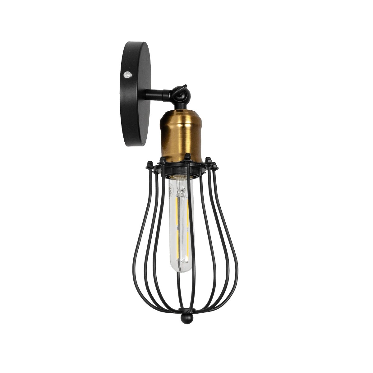LEDTM® CATEL 01056 Vintage Φωτιστικό Τοίχου - Απλίκα με Ντουί 1 x E27 AC 220-240V IP20 - Μαύρο & Χρυσό - Μ12 x 15 x Υ32cm - Image 7