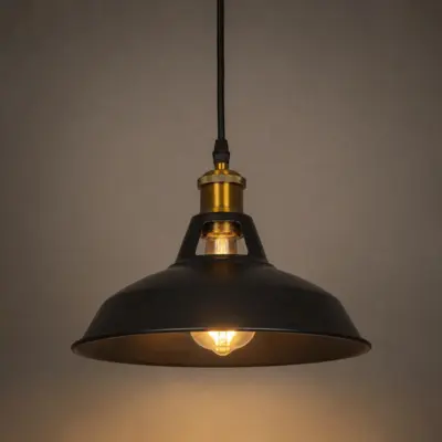 Alternative view of LEDTM® ANER 01073 Vintage Κρεμαστό Φωτιστικό Οροφής με Ντουί 1 x E27 AC 220-240V IP20 - Μαύρο & Χρυσό - Μ27.5 x Π27.5 x Υ19cm