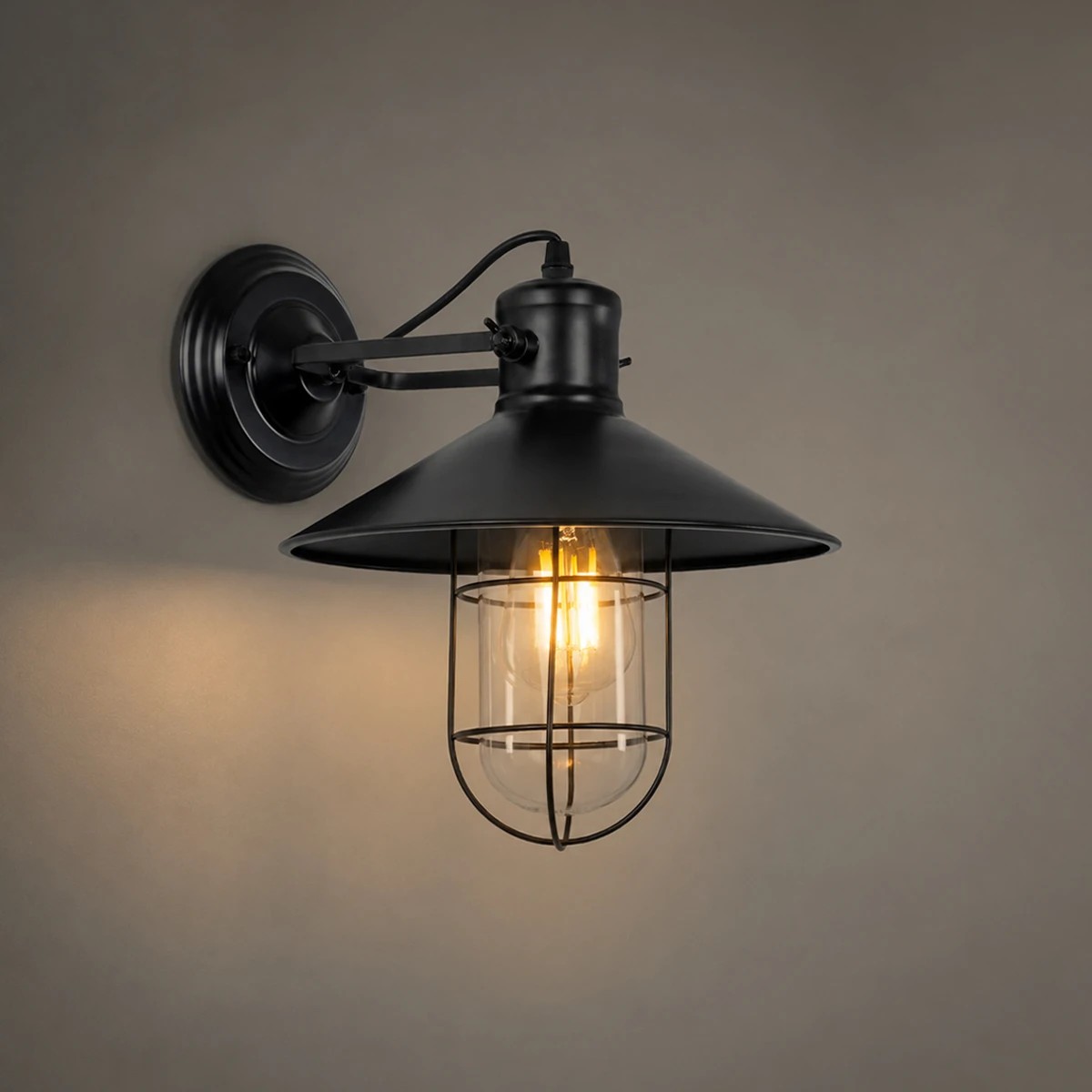 LEDTM® CELL 01118 Vintage Φωτιστικό Τοίχου - Απλίκα με Ντουί 1 x E27 AC 220-240V IP20 - Μαύρο - Μ26.5 x Π32 x Υ30cm - Image 2