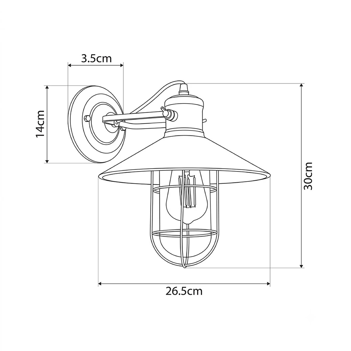 LEDTM® CELL 01118 Vintage Φωτιστικό Τοίχου - Απλίκα με Ντουί 1 x E27 AC 220-240V IP20 - Μαύρο - Μ26.5 x Π32 x Υ30cm - Image 5