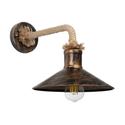 LEDTM® VINSA 01136 Boho Φωτιστικό Τοίχου - Απλίκα με Ντουί 1 x E27 AC 220-240V IP20 - Χάλκινο & Μπεζ - Μ26 x Π40 x Υ28cm