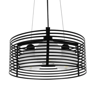 LEDTM® KEVIA 01150 Μοντέρνο Κρεμαστό Φωτιστικό Οροφής με Ντουί 3 x E27 AC 220-240V IP20 - Μαύρο & Λευκό - Μ40 x Π40 x Υ22cm