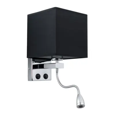 LEDTM® ELEGANT 01494 Μοντέρνο Φωτιστικό Τοίχου - Απλίκα Ξενοδοχείου Reading Light με Ντουί 1 x E27 LED 3W 270lm 36° AC 220-240V IP20 Θερμό Λευκό 2700K - CREE XPE Chip - Ασημί & Μαύρο - Μ17 x Π21 x Υ43cm - 2 Χρόνια Εγγύηση