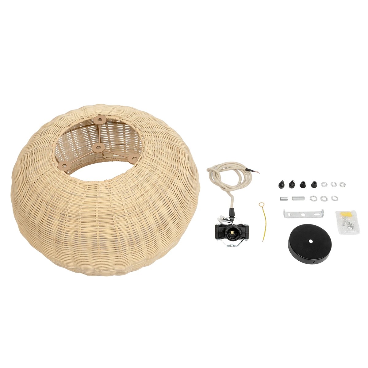 LEDTM® DE LA MER 01624 Boho Κρεμαστό Φωτιστικό Οροφής με Ντουί 3 x E27 AC 220-240V IP20 - Μπεζ - Μ45 x Π45 x Υ24cm - Image 12