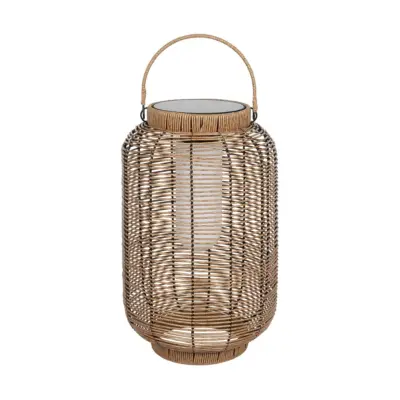 LEDTM® GRAMBIAN 02304 Boho Επιδαπέδιο Φωτιστικό με IR Ασύρματο Χειριστήριο LED 5W 200lm 180° με Ενσωματωμένο Φωτοβολταϊκό Panel 6V 1W & Επαναφορτιζόμενη Μπαταρία Li-ion 3.2V 1000mAh Αδιάβροχο IP65 Θερμό Λευκό 2700K - Sanan SMD Chip - Μπεζ - Μ30 x Π30 x Υ48cm - 2 Χρόνια Εγγύηση