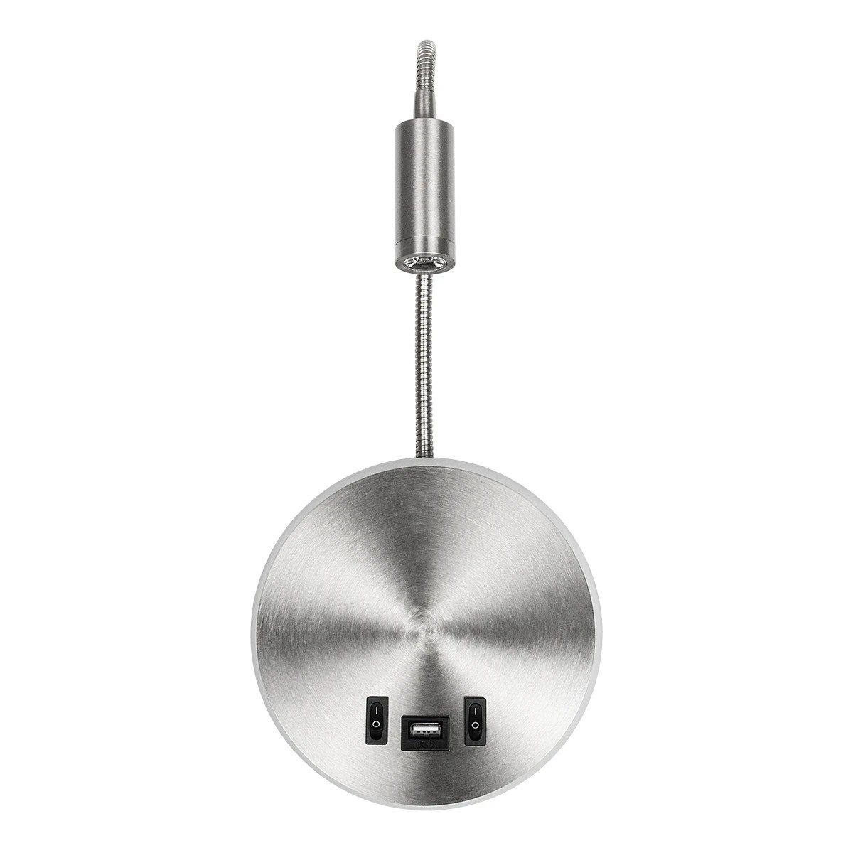 LEDTM® GOOSE 61696 Μοντέρνο Φωτιστικό Τοίχου - Απλίκα Ξενοδοχείου Reading Light με Φορτιστή USB 3A LED 6W 540lm 36° & 360° AC 220-240V IP20 Θερμό Λευκό 2700K - CREE XPE & Lumileds SMD Chip - Νίκελ Βούρτσας - Μ15.5 x Π15 x Υ30.5cm - 3 Χρόνια Εγγύηση - Image 3