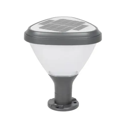 LEDTM® NATURE 90532 Φωτιστικό Κολωνάκι Κήπου LED 10W 500lm 120° DC 5V με Ενσωματωμένο Φωτοβολταϊκό Panel 6V 2W & Επαναφορτιζόμενη Μπαταρία Li-ion 3.2V 8000mAh με Αισθητήρα Ημέρας-Νύχτας Αδιάβροχο IP65 Ψυχρό Λευκό 6000K - Sanan SMD Chip - Γκρι Ανθρακί Ματ - Μ26 x Π26 x Υ30cm - 2 Χρόνια Εγγύηση