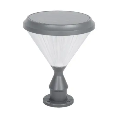 LEDTM® SHARP 90533 Φωτιστικό Κολωνάκι Κήπου LED 10W 500lm 120° DC 5V με Ενσωματωμένο Φωτοβολταϊκό Panel 6V 2W & Επαναφορτιζόμενη Μπαταρία Li-ion 3.2V 8000mAh με Αισθητήρα Ημέρας-Νύχτας Αδιάβροχο IP65 Ψυχρό Λευκό 6000K - Sanan SMD Chip - Γκρι Ανθρακί Ματ - Μ26 x Π26 x Υ33cm - 2 Χρόνια Εγγύηση