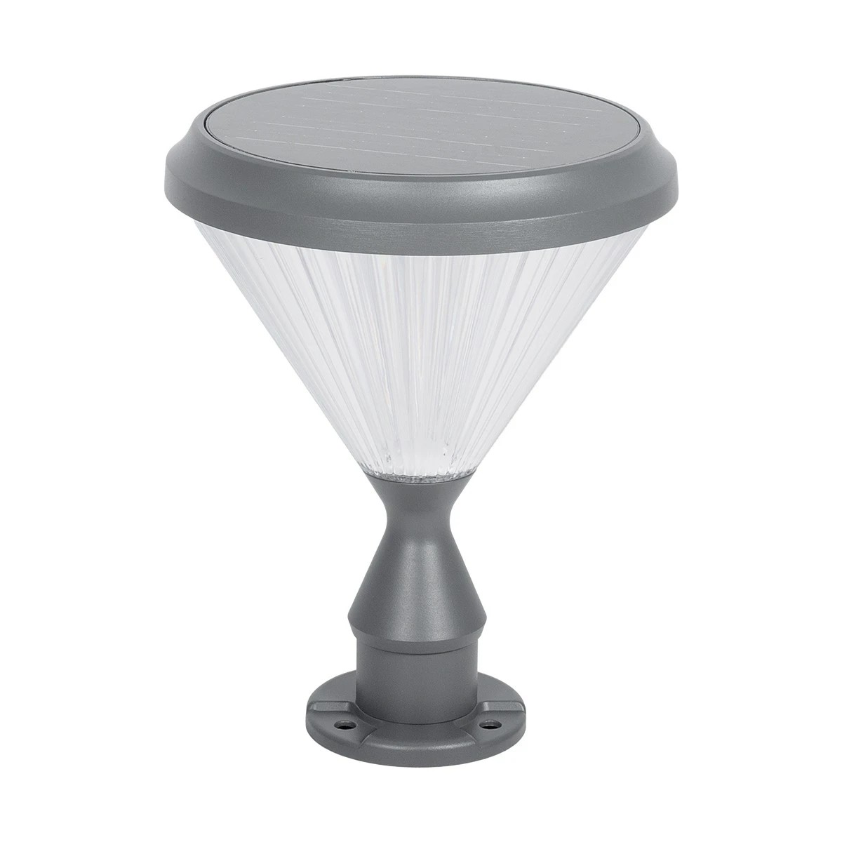 LEDTM® SHARP 90533 Φωτιστικό Κολωνάκι Κήπου LED 10W 500lm 120° DC 5V με Ενσωματωμένο Φωτοβολταϊκό Panel 6V 2W & Επαναφορτιζόμενη Μπαταρία Li-ion 3.2V 8000mAh με Αισθητήρα Ημέρας-Νύχτας Αδιάβροχο IP65 Ψυχρό Λευκό 6000K - Sanan SMD Chip - Γκρι Ανθρακί Ματ - Μ26 x Π26 x Υ33cm - 2 Χρόνια Εγγύηση