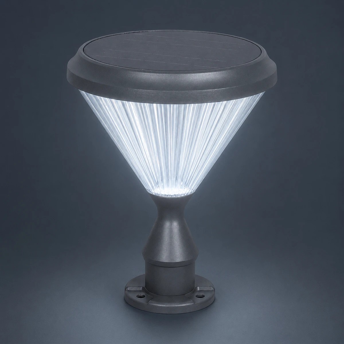 LEDTM® SHARP 90533 Φωτιστικό Κολωνάκι Κήπου LED 10W 500lm 120° DC 5V με Ενσωματωμένο Φωτοβολταϊκό Panel 6V 2W & Επαναφορτιζόμενη Μπαταρία Li-ion 3.2V 8000mAh με Αισθητήρα Ημέρας-Νύχτας Αδιάβροχο IP65 Ψυχρό Λευκό 6000K - Sanan SMD Chip - Γκρι Ανθρακί Ματ - Μ26 x Π26 x Υ33cm - 2 Χρόνια Εγγύηση - Image 2