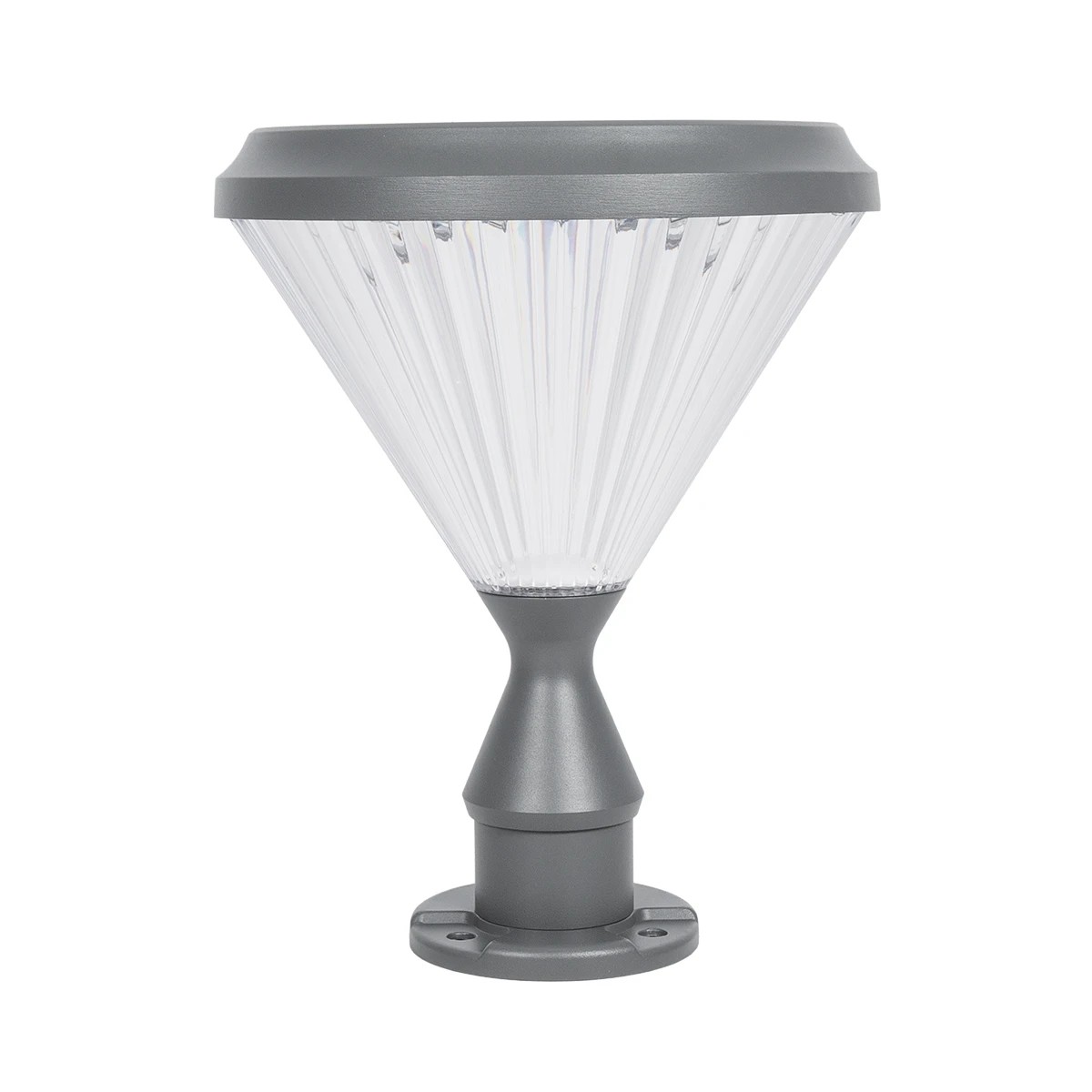 LEDTM® SHARP 90533 Φωτιστικό Κολωνάκι Κήπου LED 10W 500lm 120° DC 5V με Ενσωματωμένο Φωτοβολταϊκό Panel 6V 2W & Επαναφορτιζόμενη Μπαταρία Li-ion 3.2V 8000mAh με Αισθητήρα Ημέρας-Νύχτας Αδιάβροχο IP65 Ψυχρό Λευκό 6000K - Sanan SMD Chip - Γκρι Ανθρακί Ματ - Μ26 x Π26 x Υ33cm - 2 Χρόνια Εγγύηση - Image 3