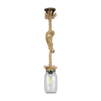 LEDTM® JAM 999-0116 Vintage Κρεμαστό Φωτιστικό Οροφής με Ντουί 1 x E27 AC 220-240V IP20 - Διάφανο & Μπεζ - Μ12 x Π12 x Υ125cm
