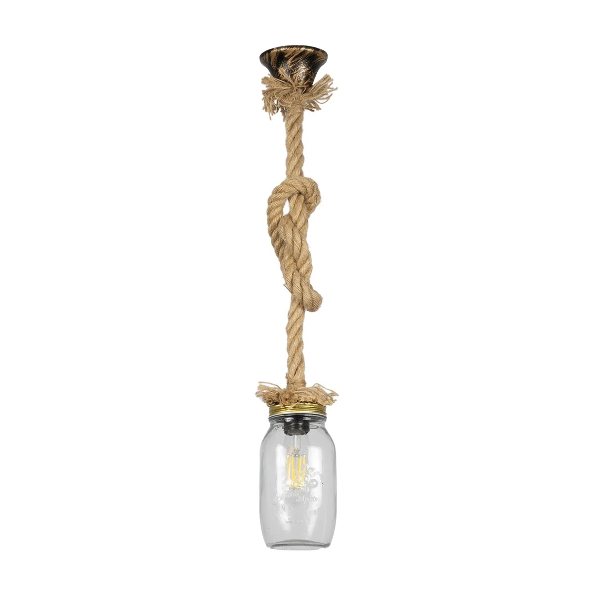 LEDTM® JAM 999-0116 Vintage Κρεμαστό Φωτιστικό Οροφής με Ντουί 1 x E27 AC 220-240V IP20 - Διάφανο & Μπεζ - Μ12 x Π12 x Υ125cm