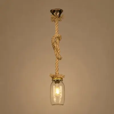 Alternative view of LEDTM® JAM 999-0116 Vintage Κρεμαστό Φωτιστικό Οροφής με Ντουί 1 x E27 AC 220-240V IP20 - Διάφανο & Μπεζ - Μ12 x Π12 x Υ125cm