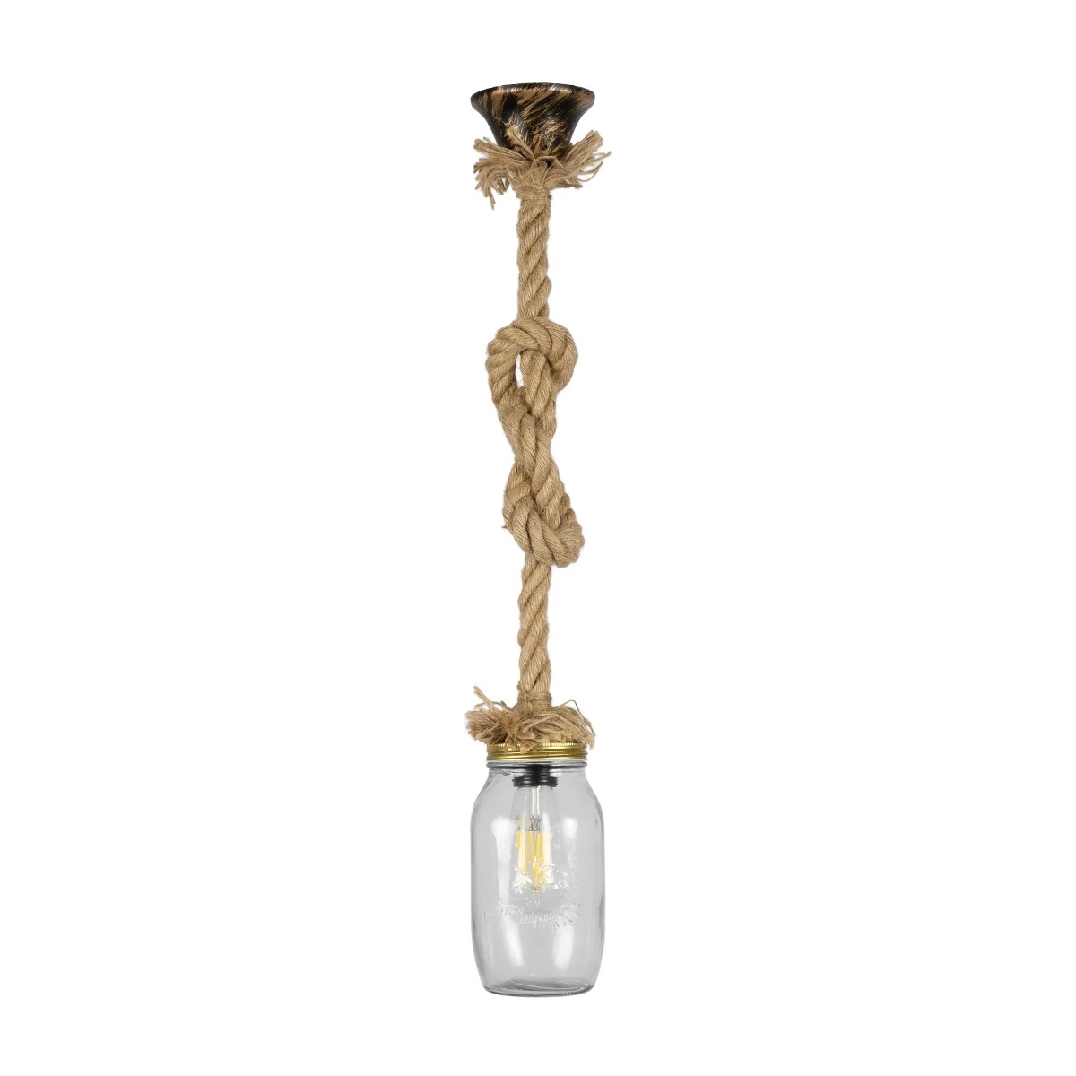 LEDTM® JAM 999-0116 Vintage Κρεμαστό Φωτιστικό Οροφής με Ντουί 1 x E27 AC 220-240V IP20 - Διάφανο & Μπεζ - Μ12 x Π12 x Υ125cm - Image 3