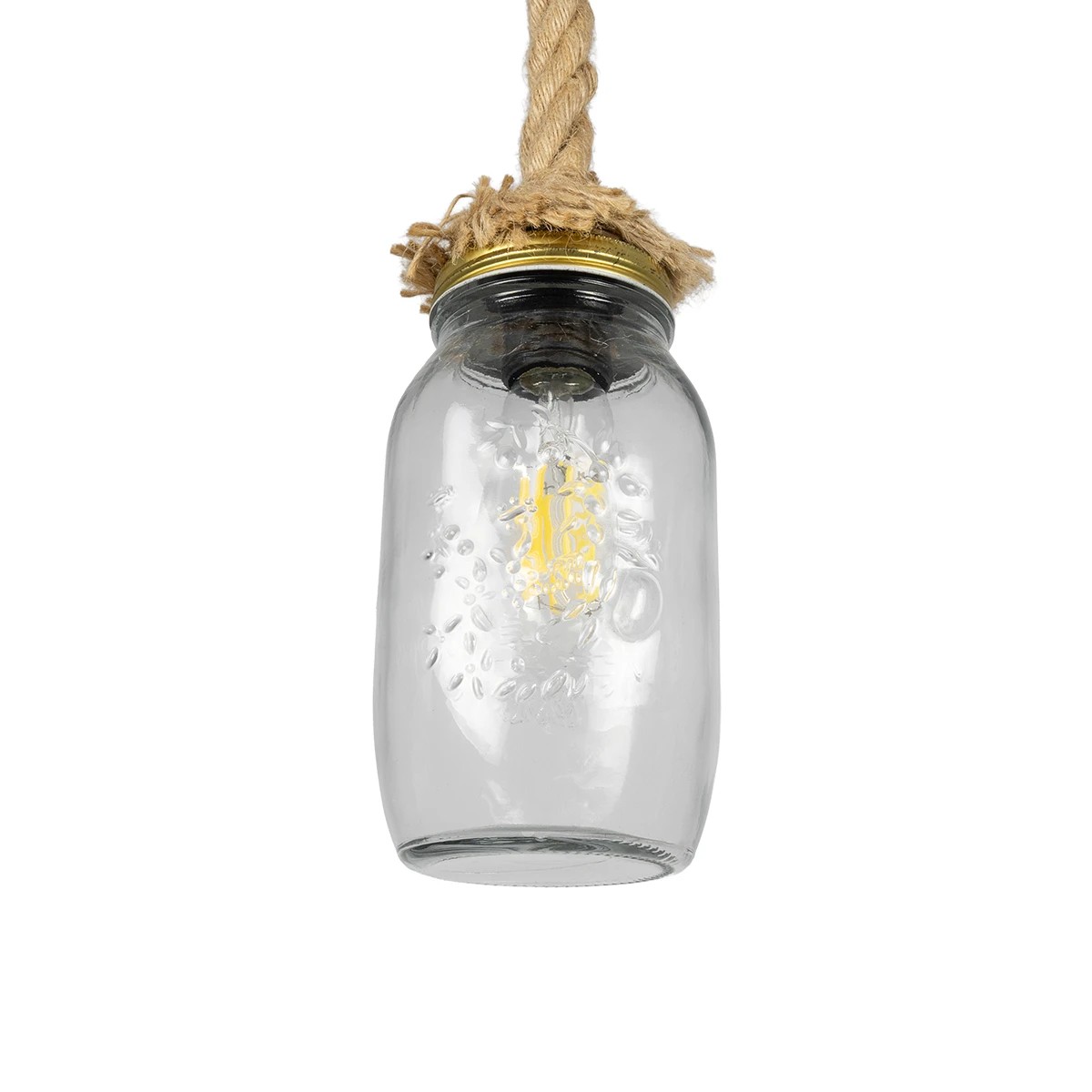 LEDTM® JAM 999-0116 Vintage Κρεμαστό Φωτιστικό Οροφής με Ντουί 1 x E27 AC 220-240V IP20 - Διάφανο & Μπεζ - Μ12 x Π12 x Υ125cm - Image 4