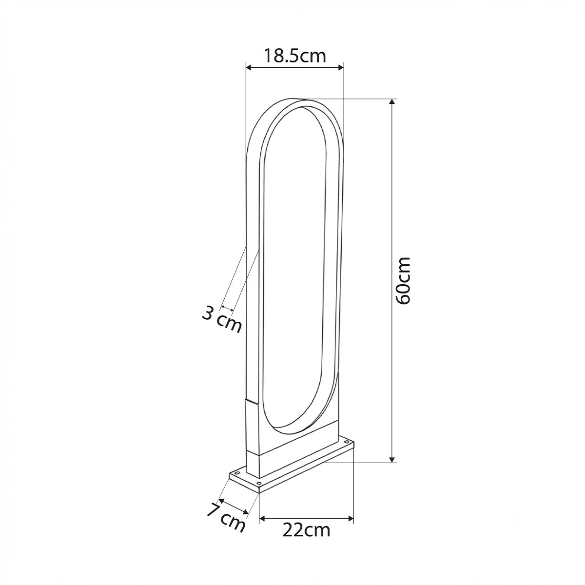 LEDTM® LUNEA GLB-103-0010 Φωτιστικό Κολωνάκι Κήπου LED 15W 1350lm 120° AC 220-240V Αδιάβροχο IP65 Θερμό Λευκό 2700K - Sanan SMD Chip - Μαύρο Ματ - Μ22 x Π7 x Υ60cm - 3 Χρόνια Εγγύηση - Image 5