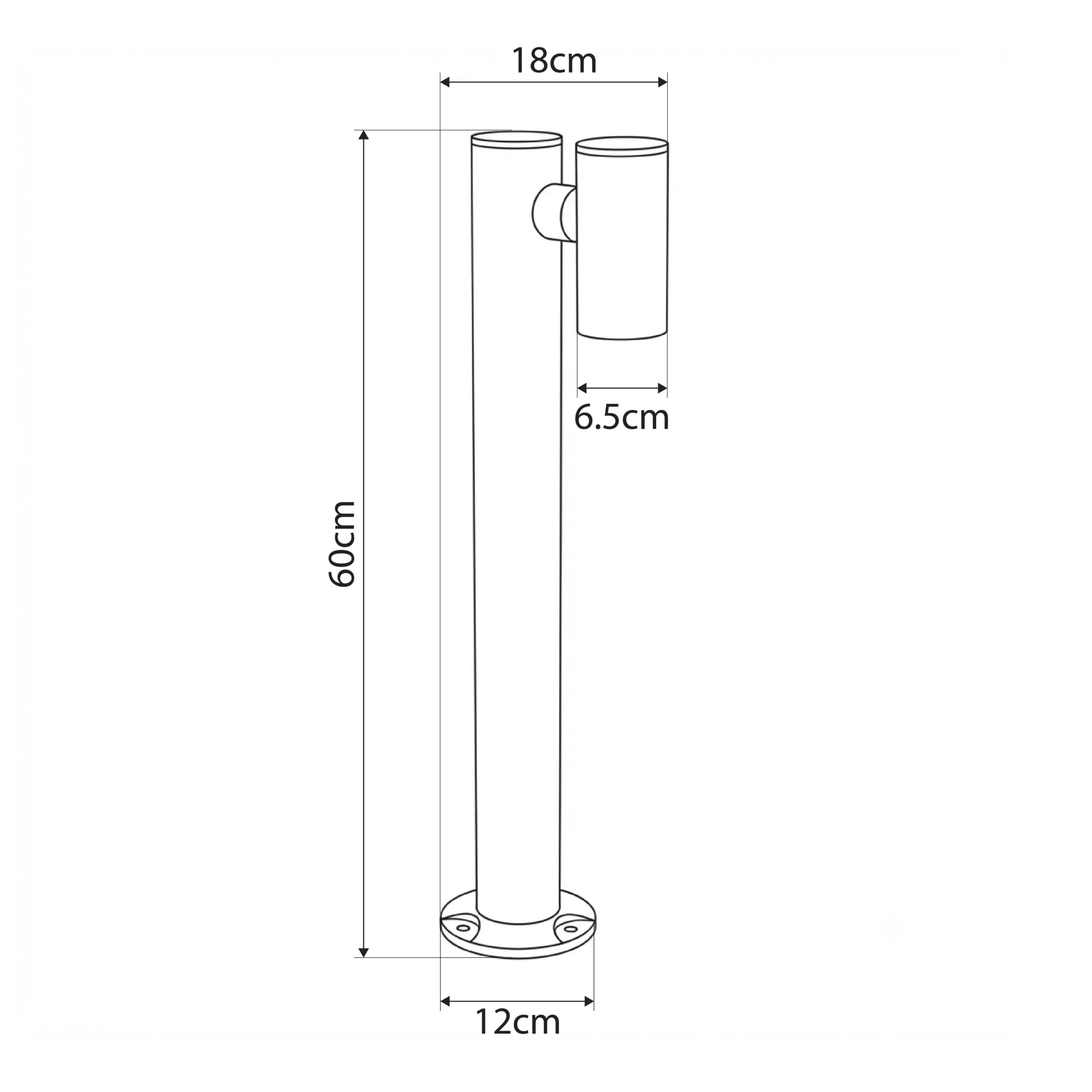 LEDTM® STEM GLB-103-0012 Φωτιστικό Κολωνάκι Κήπου LED 12W 1080lm 60° AC 220-240V Αδιάβροχο IP65 Θερμό Λευκό 2700K - Sanan SMD Chip - Μαύρο Ματ - Μ12 x Π18 x Υ60cm - 3 Χρόνια Εγγύηση - Image 5