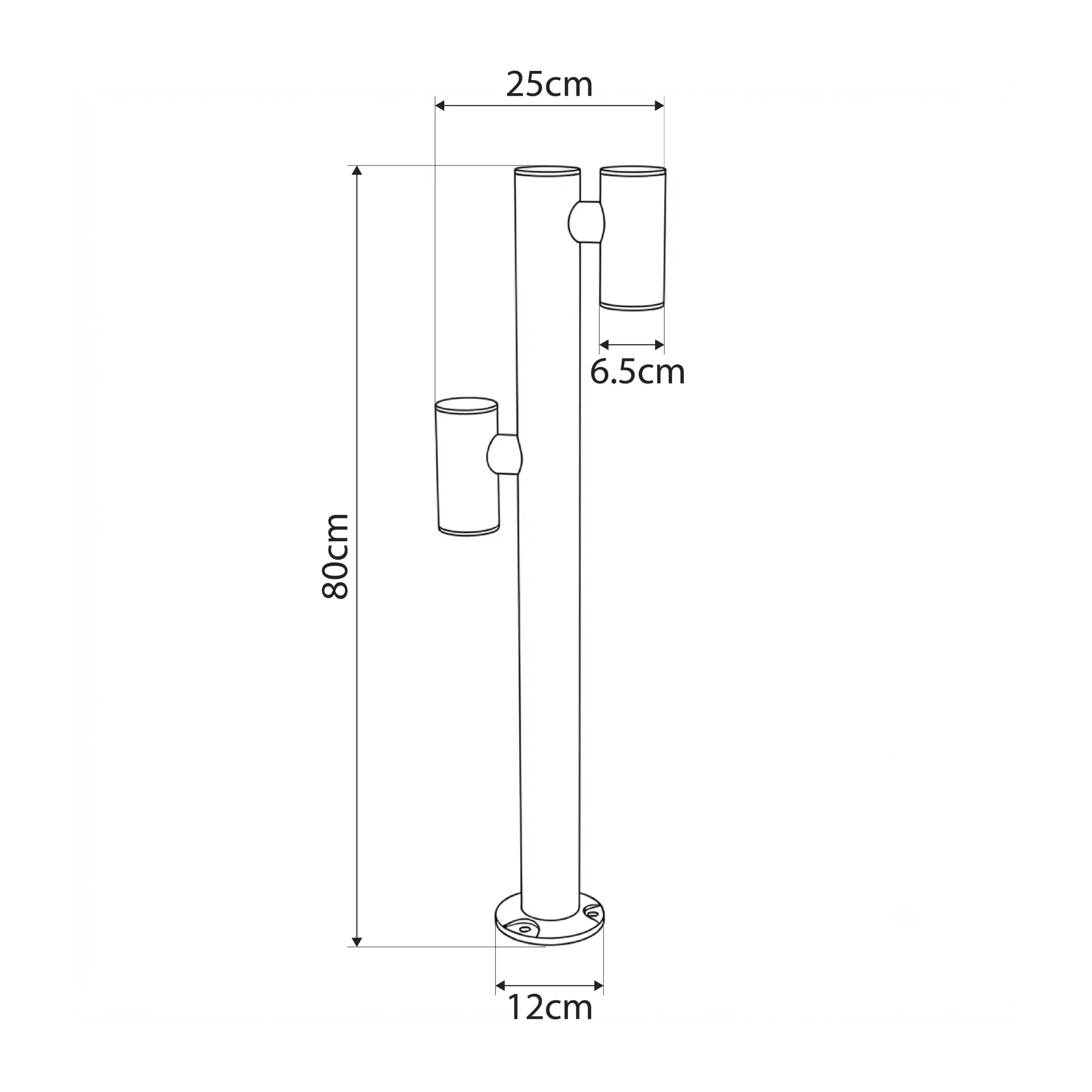 LEDTM® STEM GLB-103-0013 Φωτιστικό Κολωνάκι Κήπου LED 24W 2160lm 60° AC 220-240V Αδιάβροχο IP65 Θερμό Λευκό 2700K - Sanan SMD Chip - Μαύρο Ματ - Μ12 x Π25 x Υ80cm - 3 Χρόνια Εγγύηση - Image 5