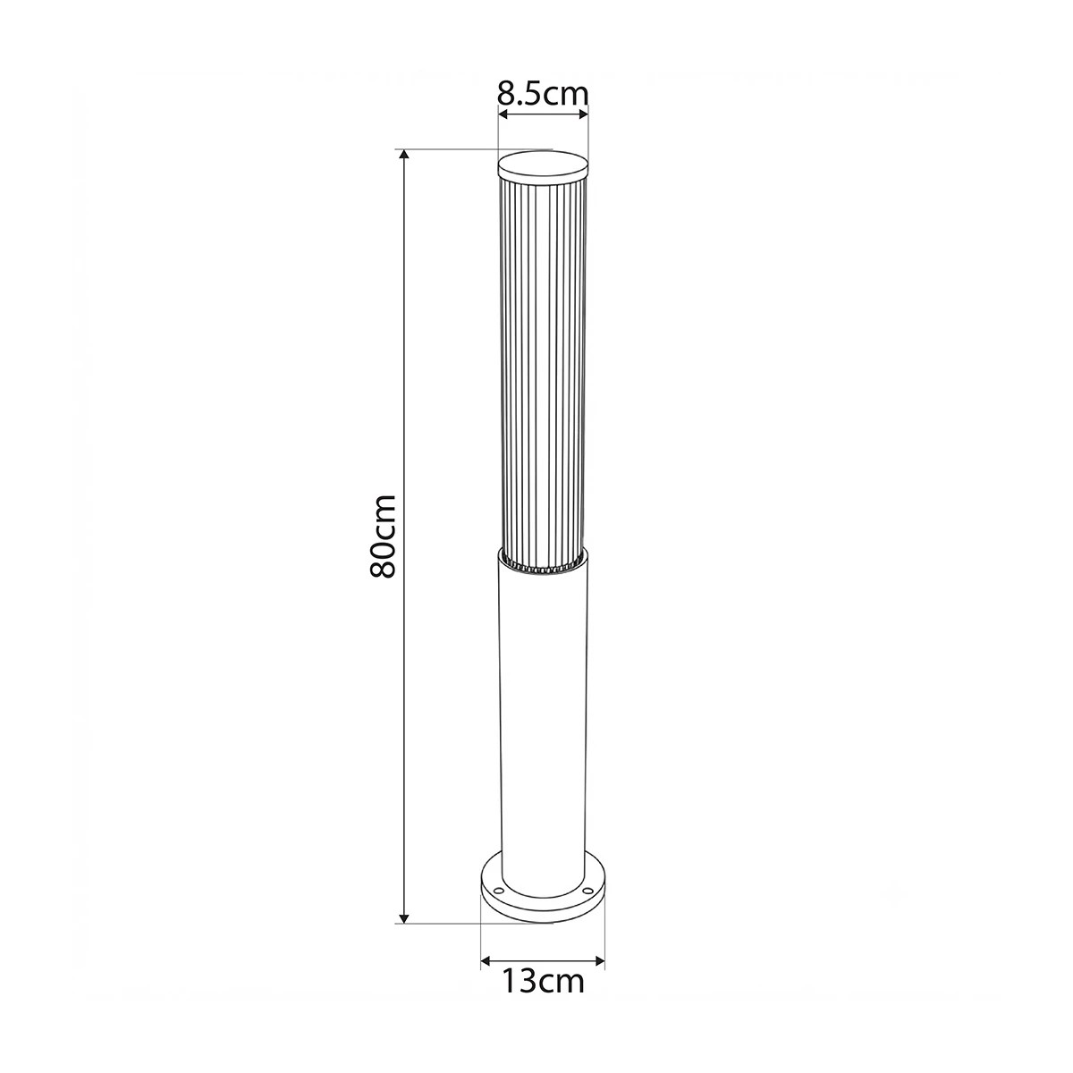 LEDTM® CYLIS GLB-103-0014 Φωτιστικό Κολωνάκι Κήπου LED 15W 1350lm 360° AC 220-240V Αδιάβροχο IP65 Θερμό Λευκό 2700K - Sanan SMD Chip - Μαύρο Ματ - Μ13 x Π13 x Υ80cm - 3 Χρόνια Εγγύηση - Image 5