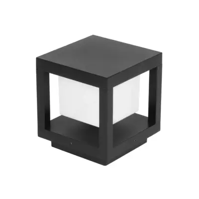 LEDTM® PRISM GLB-103-0017 Φωτιστικό Κολωνάκι Κήπου LED 10W 900lm 90° AC 220-240V Αδιάβροχο IP65 Θερμό Λευκό 2700K - Sanan SMD Chip - Μαύρο Ματ - Μ15 x Π15 x Υ16cm - 3 Χρόνια Εγγύηση