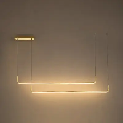 Alternative view of kelvo® LINARIA KLV-101-0260 Κρεμαστό Φωτιστικό Οροφής LED 72W 7200lm 180° AC 220-240V IP20 Ρυθμιζόμενο Λευκό CCT με Χειριστήριο από 2700K έως 6000K Dimmable - Lumileds SMD Chip - Σατινέ Χρυσό Βούρτσας - Μ144 x Π4 x Υ20cm - 3 Χρόνια Εγγύηση